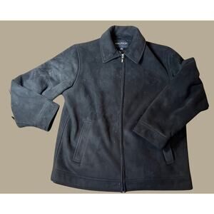 NAUTICA Faux Suede Jacket/Coat, Black, Faux Fur Lining, Full Zip| Men’s Size: XL